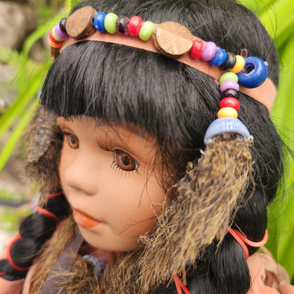 Vintage Native American Style Porcelain Doll 11